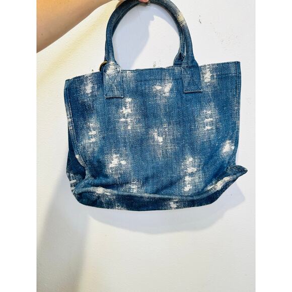 SANDRO Denim Tie-Dyed Kasbah Magnetic Button Closure Open Pocket Grunge Bag - Picture 4 of 13